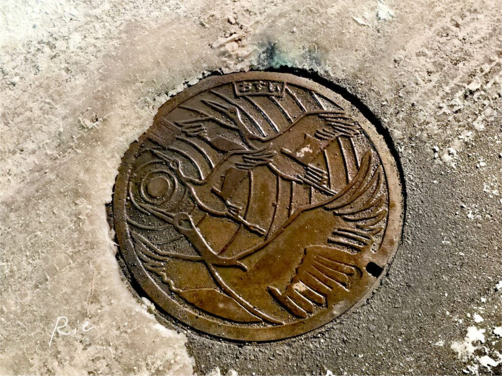 タンチョウデザインのマンホール